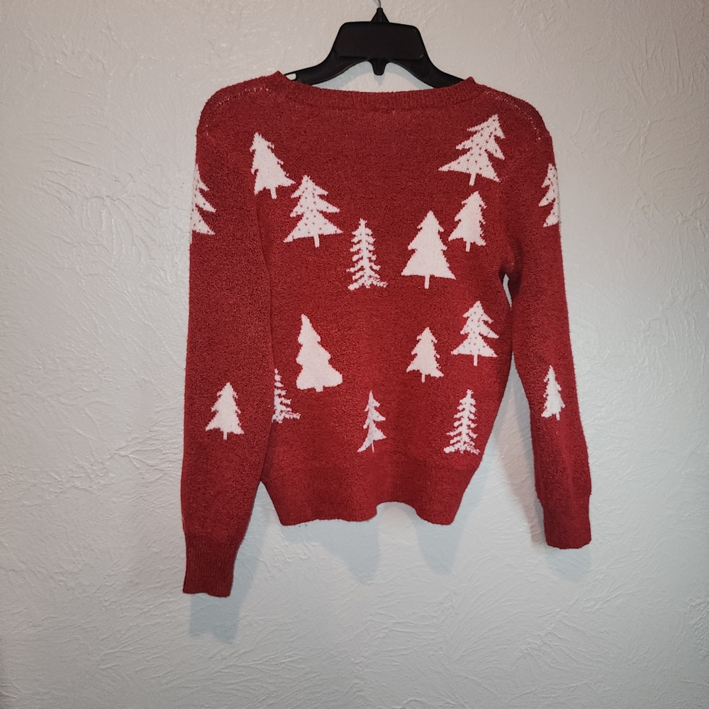 Red Christmas sweater White Christmas Trees - Picture 2 of 3